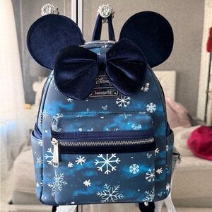 Disney Loungefly Navy Snowflake Backpack